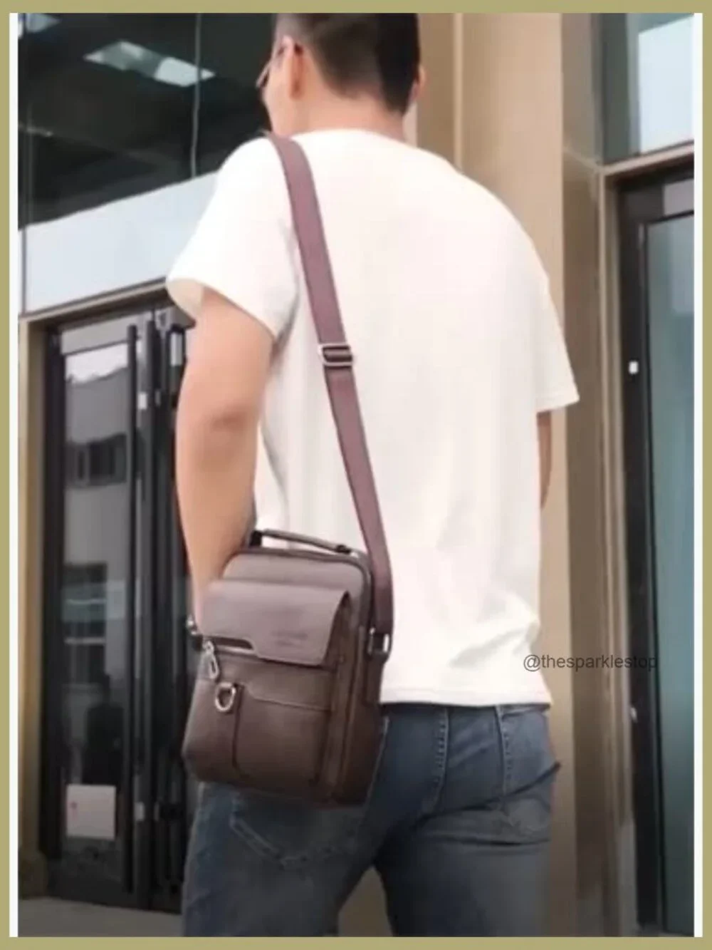 Vintage Leather Messenger Bag Crossbody Shoulder Bag Zipper